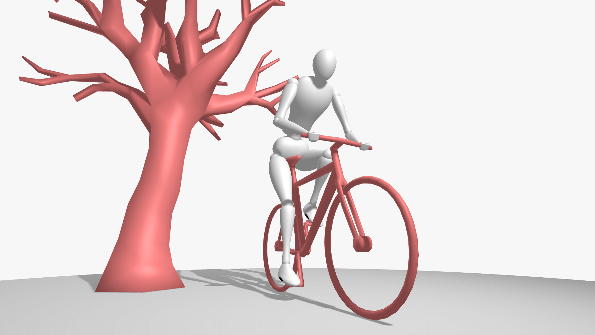 Reference pose model riding a red bike