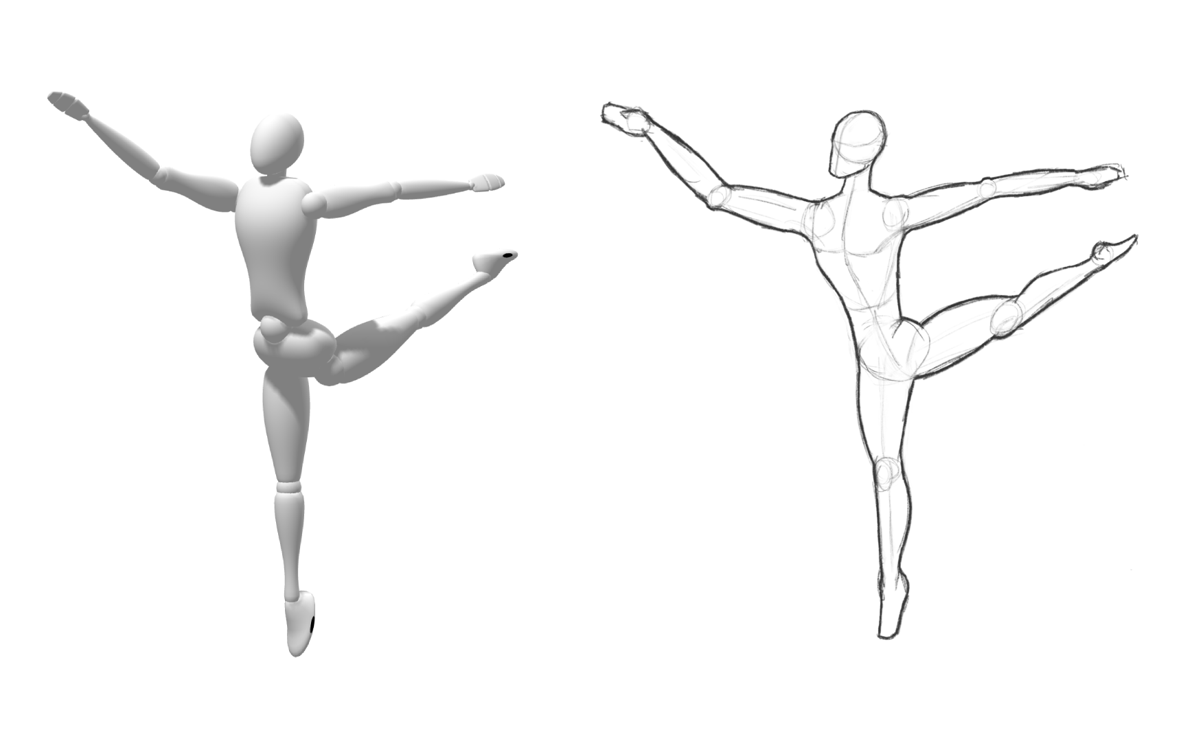 Reference pose model in a ballet position